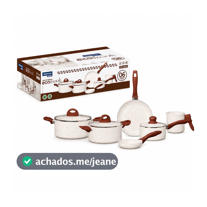 Jogo Panelas Eco Wook 6 Peças Cerâmica Indução Premium Antiaderente Conjunto Cozinha