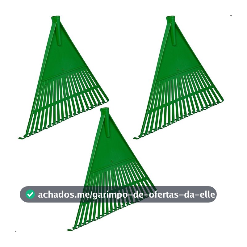 Kit 3 Vassouras Rastelo de Plástico Jardim Grama Sem Cabo