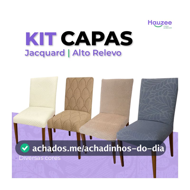 Kit Capa de Cadeira Jantar Suede Jacquard Alto Relevo Protetora Lavável Tamanho Clássico 2 4 6 Un - Confira Medidas