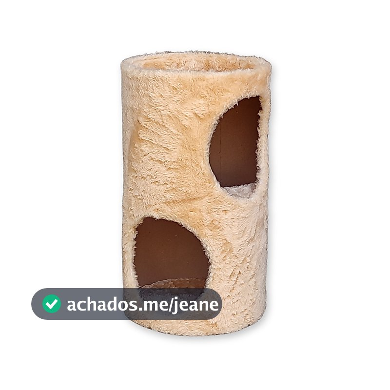 Arranhador Toca para Gatos Tunel Duplo Casa de Sisal MDF 2 Andares Cama Casinha