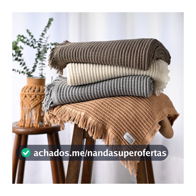 Manta Sofá Gigante Decorativa 100% Algodão Premium 150x200cm Piquet Trançado - Cavhome
