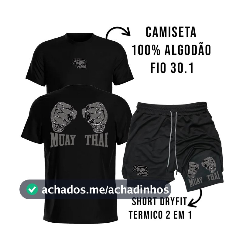 Kit Masculino Camiseta de Algodão + Bermuda Dry Fit para Treino