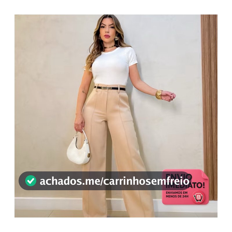 Calça Social Feminina ZARA Pantalona Alfaiataria Com Cinto Lançamento Moda Zr Luxo Elegancia Social