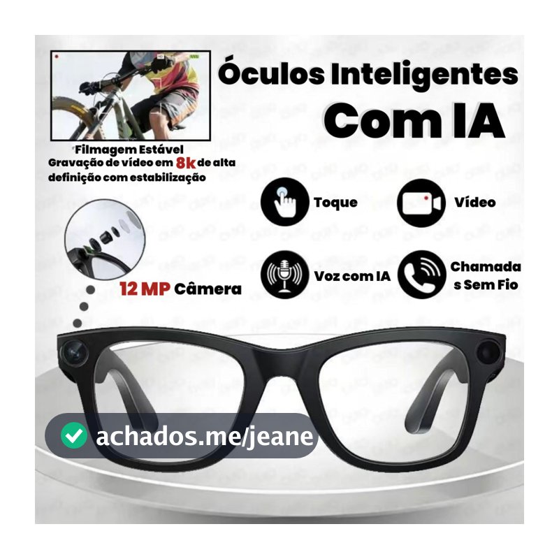 AI Óculos Inteligentes com 8K 12MP Câmera Adequado para fotos e vídeos Assistente de IA Chamada Voz