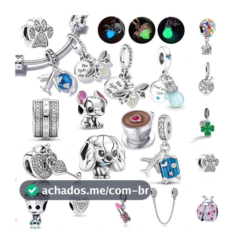 925 prata pingente charme pingente vaga-lume luz brilhante interior fluorescente pulseira pingente jóias