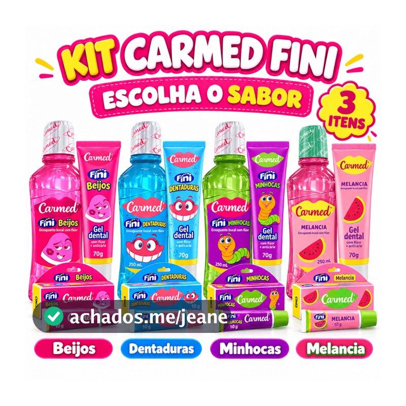 Kit Carmed Fini 3 Itens Enxaguante Gel Dental Hidratante Labial