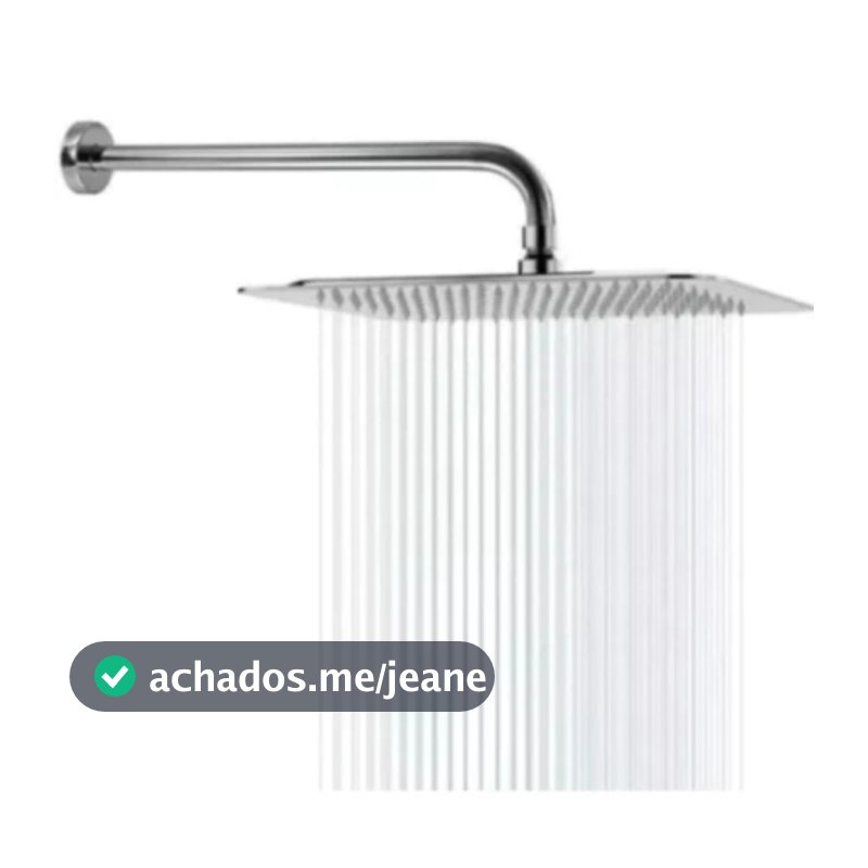 Ducha Chuveiro Inox  Quadrado 20x20 cm Com Braço 40cm