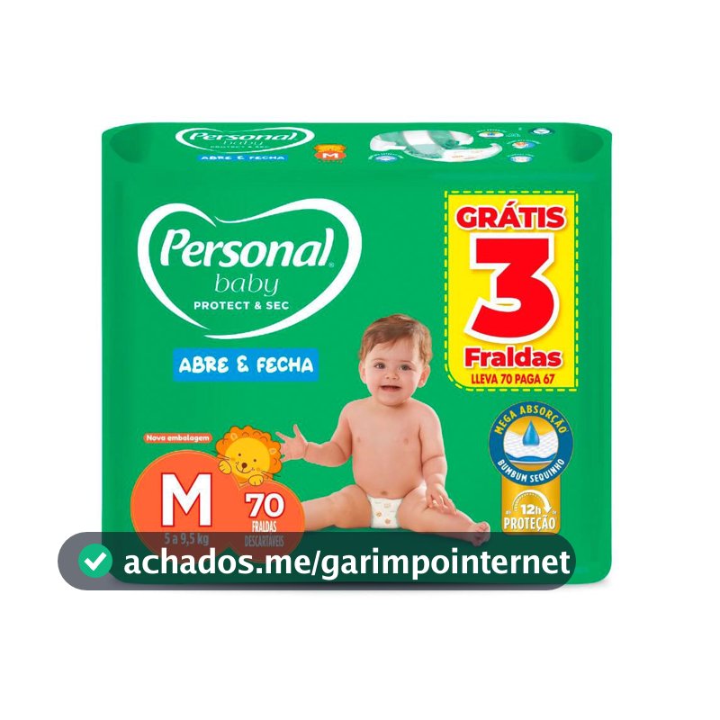 Fralda Personal Baby Protect & Sec Tamanho M Leve 70 Pague 67 Fraldas Descartáveis