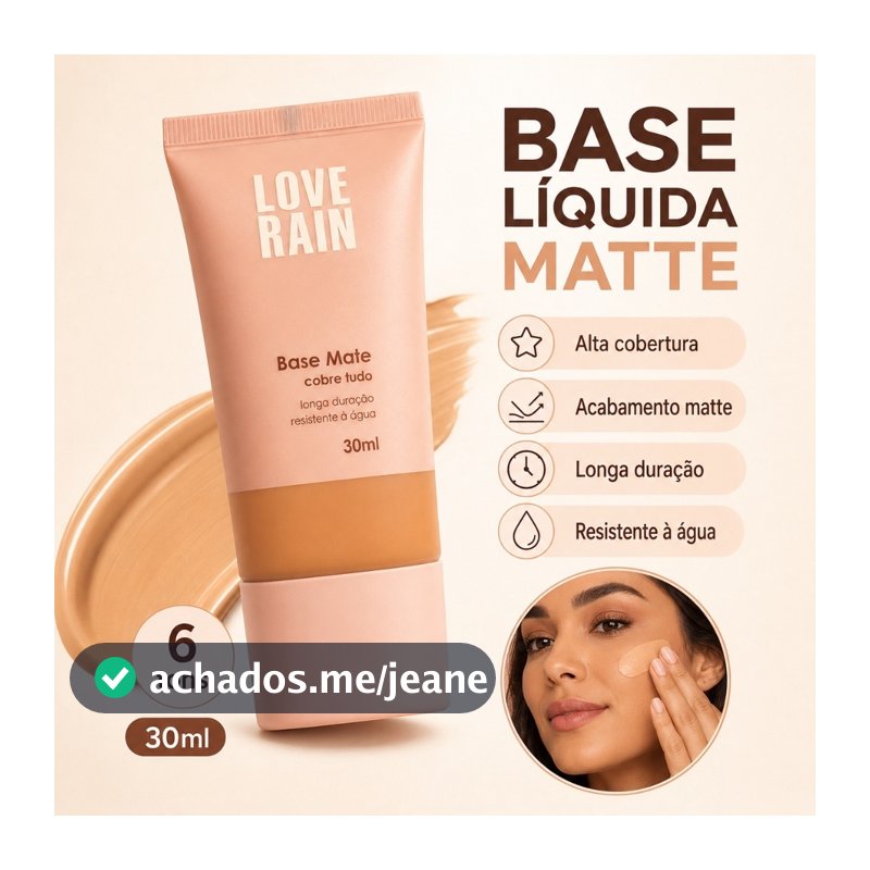 Base com acabamento matte Love Rain alta cobertura à prova d'água resistente à chuva e de longa duração