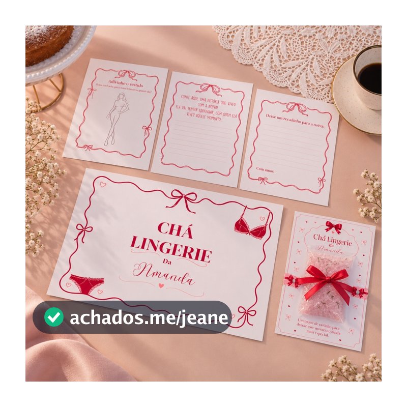 Kit Chá Lingerie Personalizado c/ Suplat + Escalda Pés + Brincadeiras