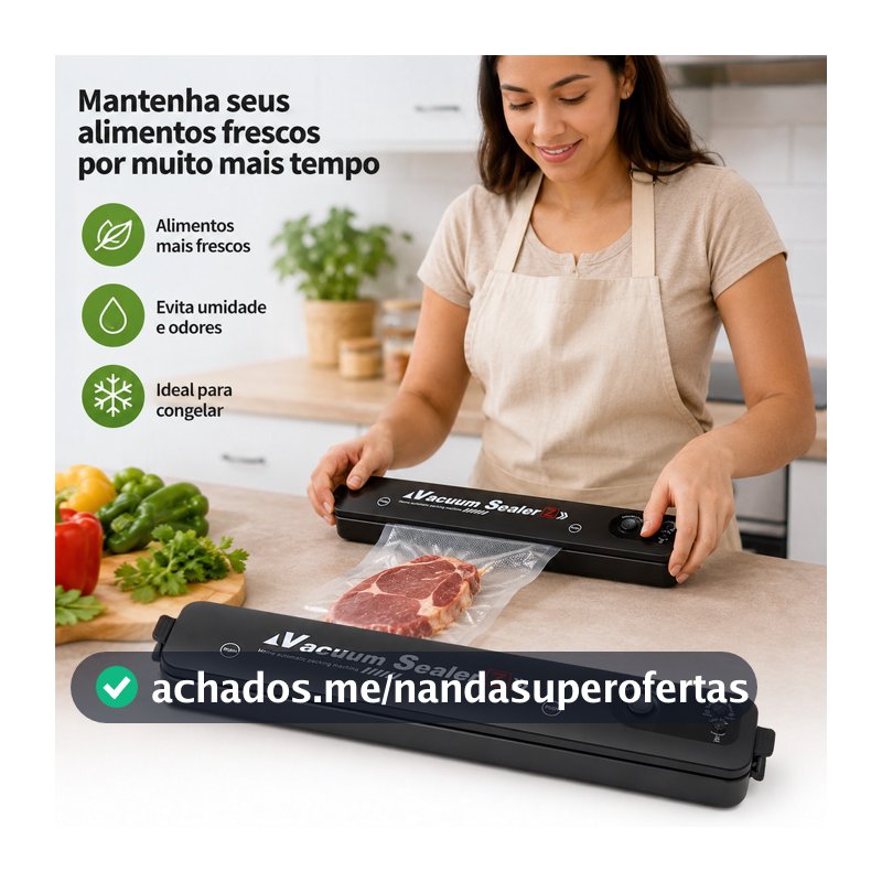 Seladora a Vácuo Automática para Alimentos Máquina de Embalagem com 10 Sacos Conservação Fresca
