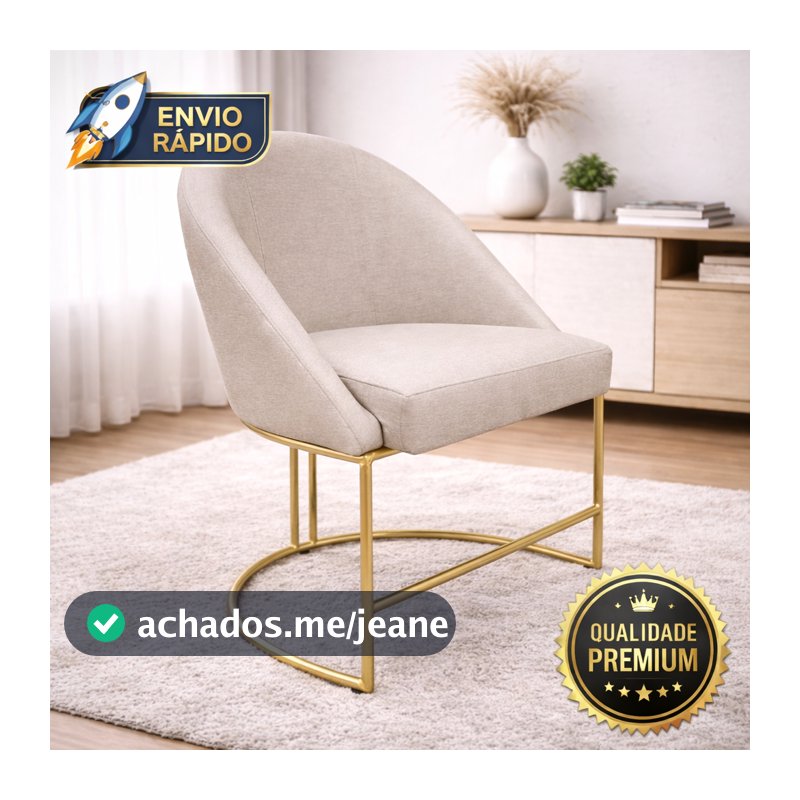 Cadeira Poltrona Lua Mesa de Jantar VELUDO Base Metálica Industrial Dourado