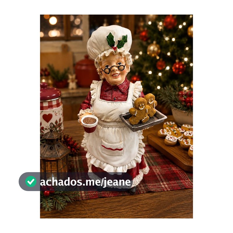 MAMAE NOEL C/CASA GINGER VERMELHO/BRANCO 30CM - CROMUS