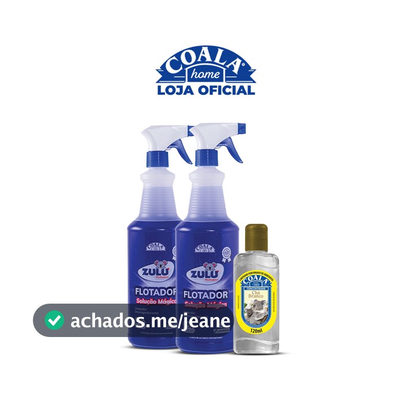 Kit 2 Flotador Desengordurante Zulu Perfumes / Coala - Lavanda - 1L + 1 Limpador Concentrado Coala - Chá Branco 120ml