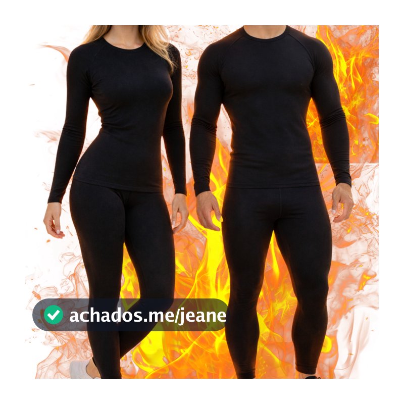 Conjunto Segunda Pele Camiseta e Calça Térmica Flanelado Frio Intenso Masculino Feminino Unissex
