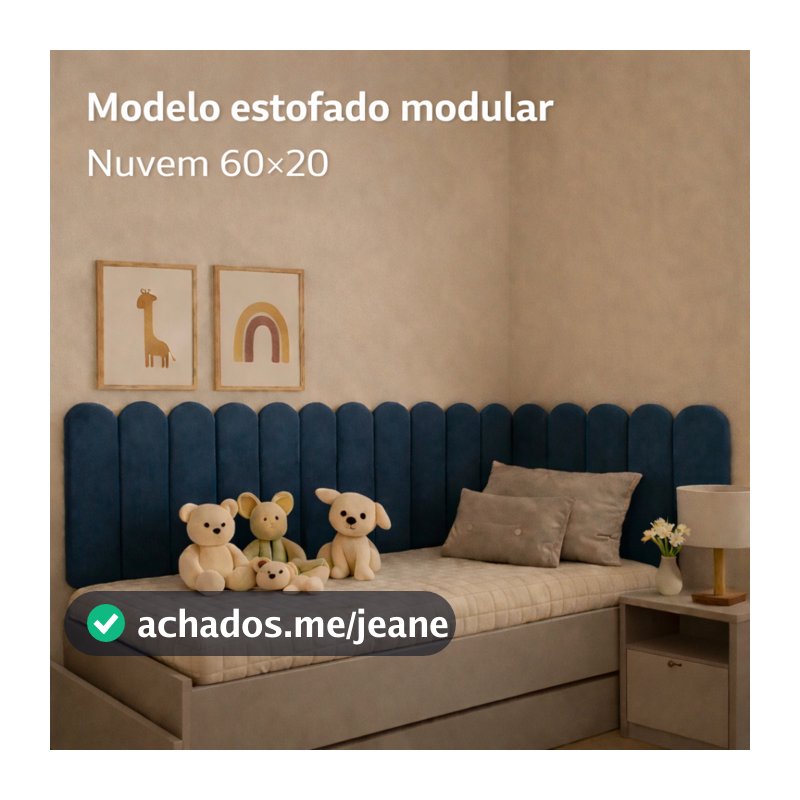 kit Cabeceira Estofada Adesiva em Modulos Nuvem 60x20 para Cama de Solteiro Casal Queen King Box