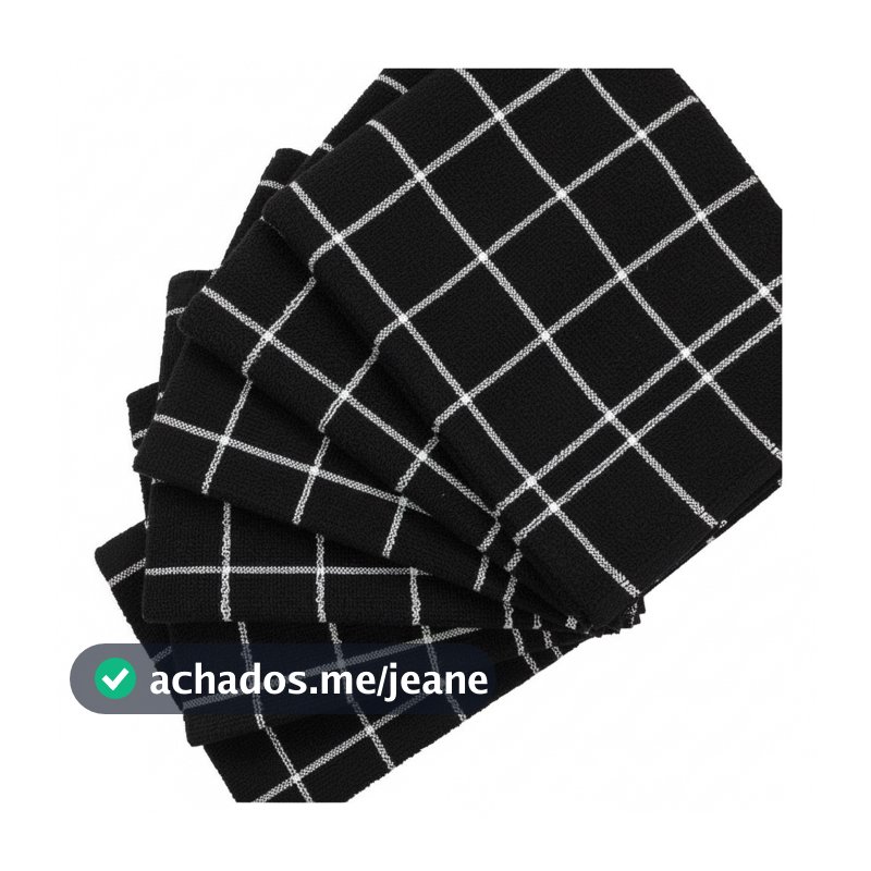 5 Panos de Prato Preto 45x60cm – Liso, Listrado e Elegante - 100% Algodão