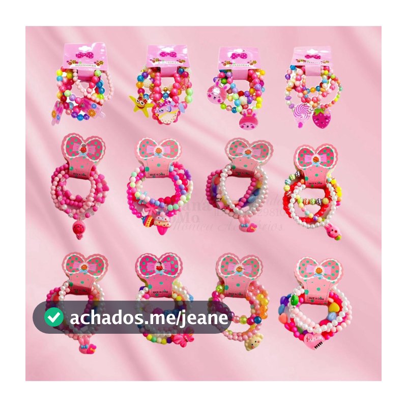 48 pulseiras para Crianças /Conjunto Infantil Frutas Coloridos
