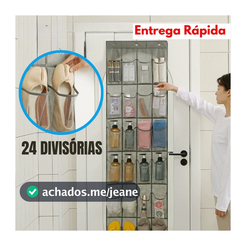 Sapateira Suspenso de Porta Organizador Multiuso Divisória Vertical Chinelo Spatos  OG-32-ND
