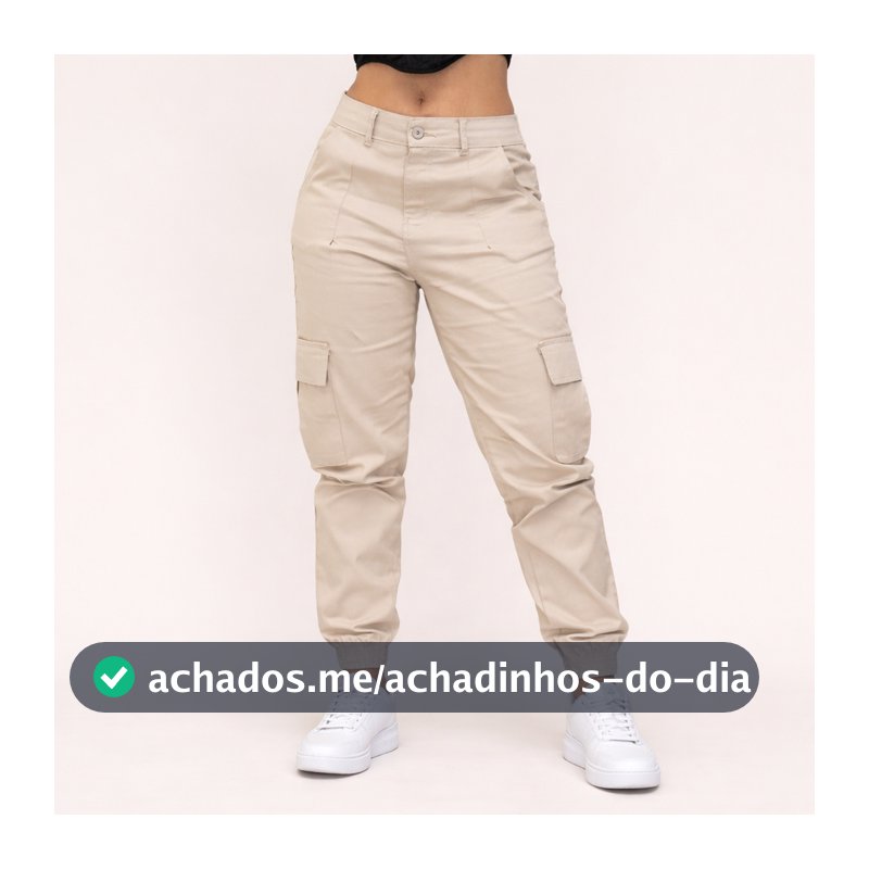 Calça Cargo Feminina Jogger Cintura Alta Com Bolso Lateral Com Lycra Streetwear Stillger