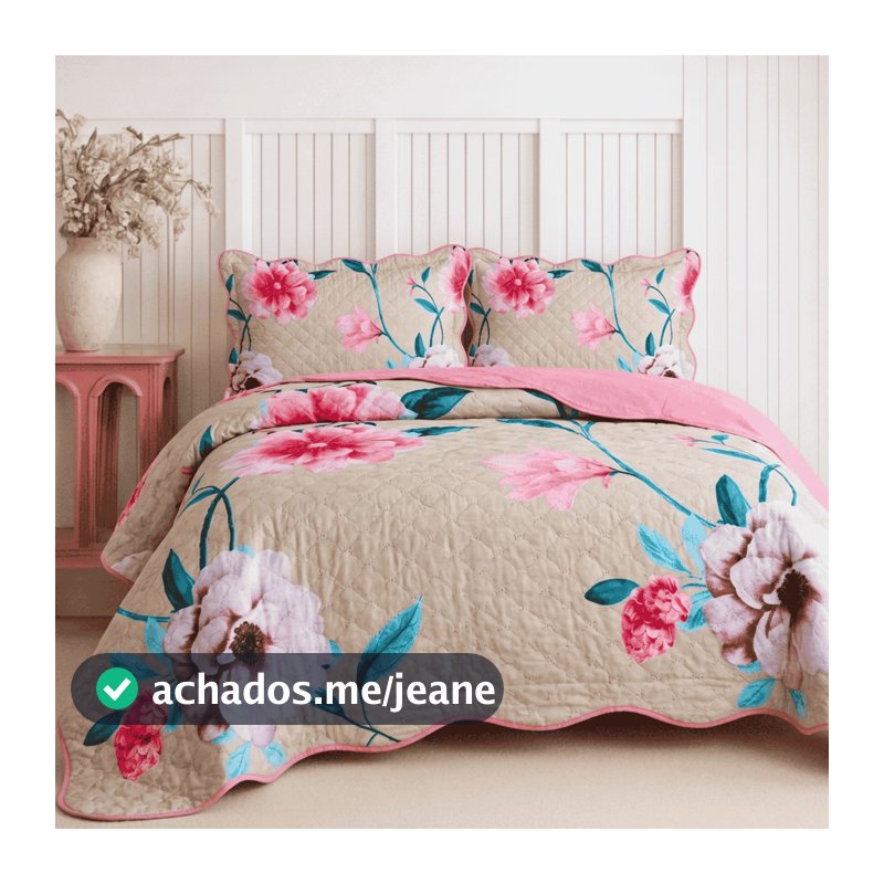 Kit Cobre Leito Colcha Solteiro Casal Queen King Bouti Dupla Face C Porta Travesseiro Aba Americana