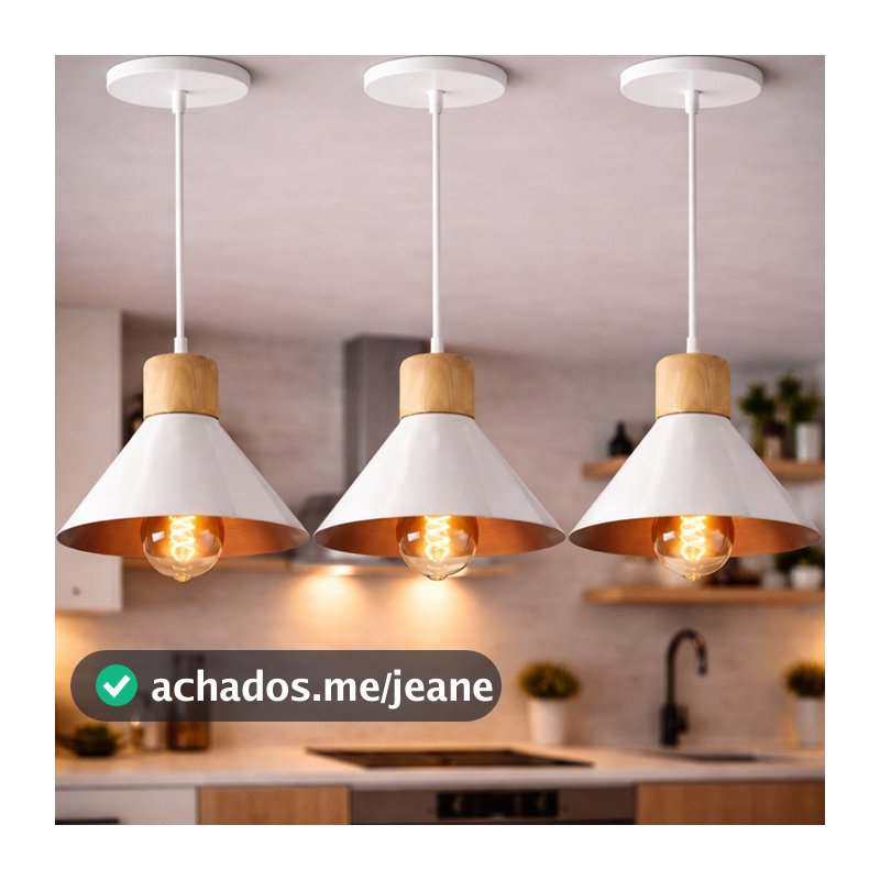 Kit 3 Lustre  Pendente de teto Luminária Moderna para Sala Cozinha Moderna Alumínio Não Enferruja Casa Apartamento