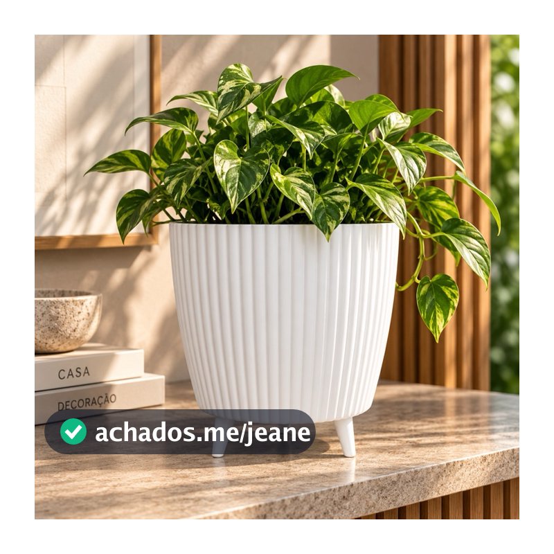 Vaso Cachepô Squash Nº 3 Canelado com Pés em Polietileno para Plantas Decoração Sala Jardim