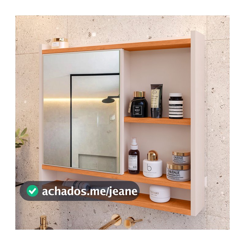 Armário Espelheira De Banheiro Aéreo com Porta, Nichos e Prateleira COMPACTO e Funcional p/ Parede