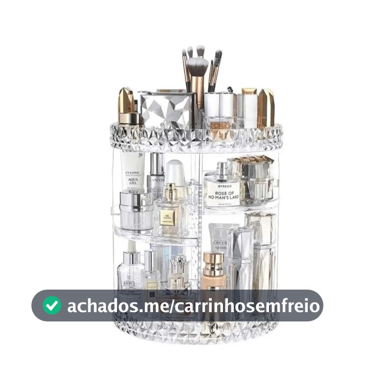 Organizador de maquiagem Giratório 360º Acrílico Suporte de Cosméticos