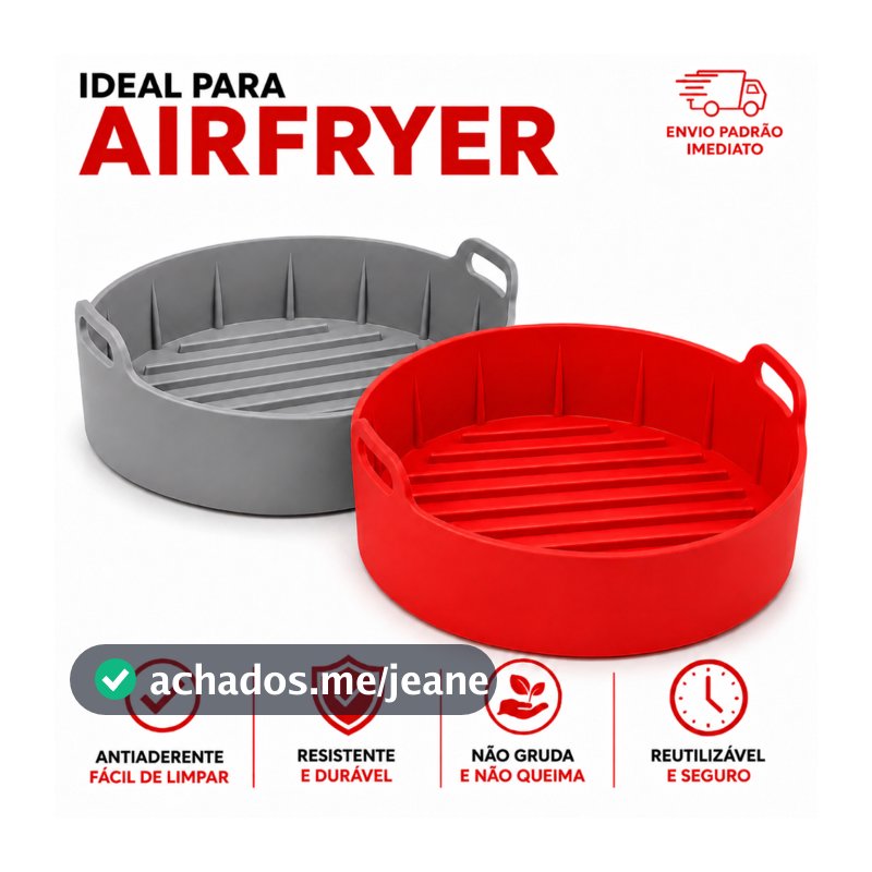 Forma De Silicone AirFryer Antiaderente Redonda 2,5 à 3,5 Litros