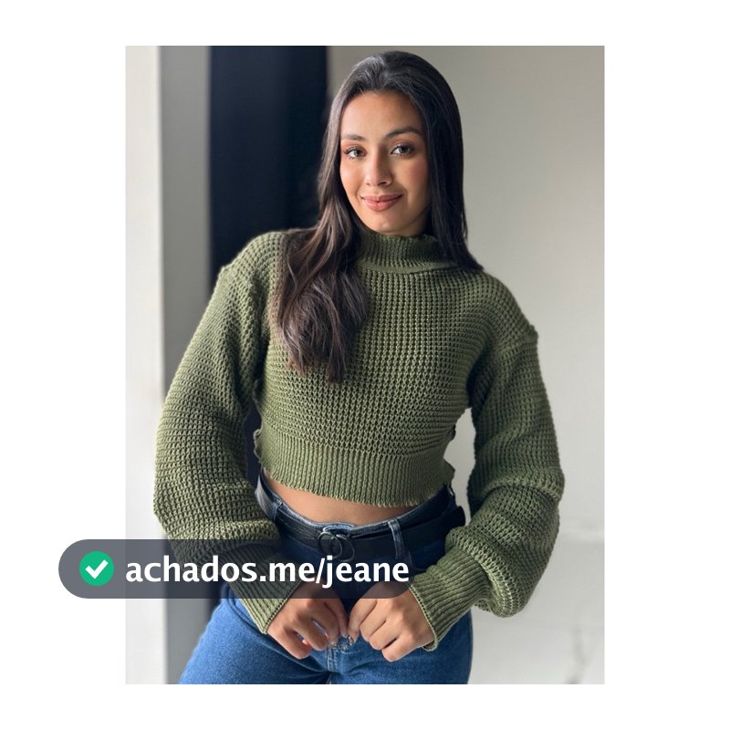 Blusa Cropped Manga Bufante Inverno Tricot Moda feminina Outono 2025 Blogueira