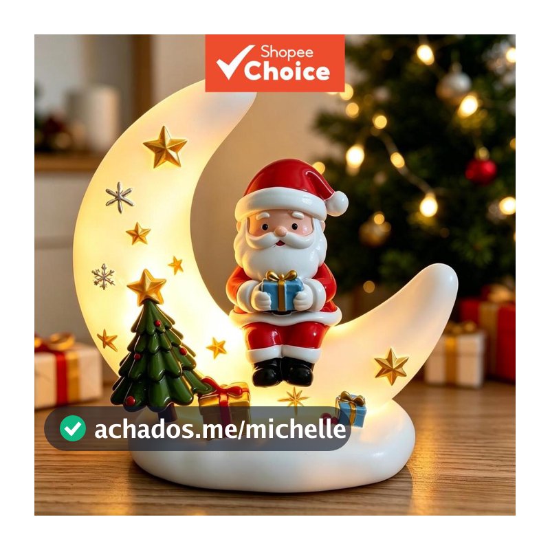 Ornamento De Resina De Luar De Natal , Decoração De Abajur De Lua De Papai Noel , Presente De Casa