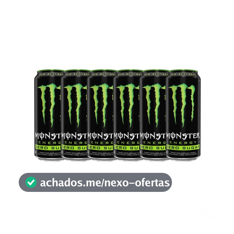 Kit com 6 Energético Zero Açúcar Monster 473ml