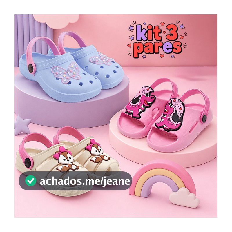 Kit 3 Pares Sandália Infantil Menina Confortável