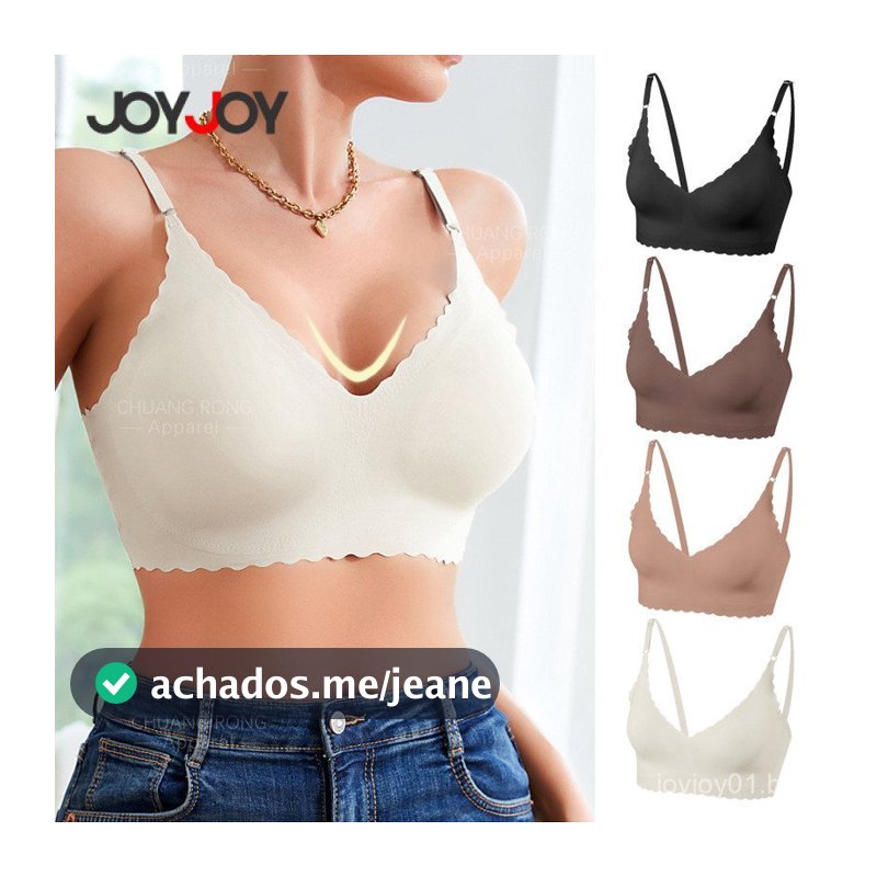 Sutiã Respirável Sem Costura Push-Up Sutiã Feminino Sem Fio Joyjoy Confortável Quase Invisível Sutiã de Base CXLM