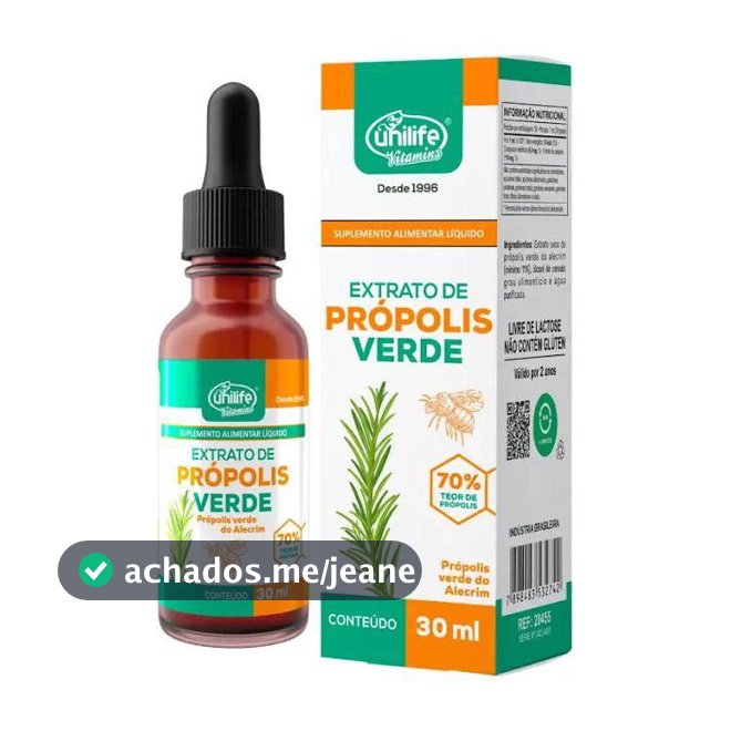 EXTRATO DE PROPOLIS VERDE 70% Gotas 30ml Unilife Oficial