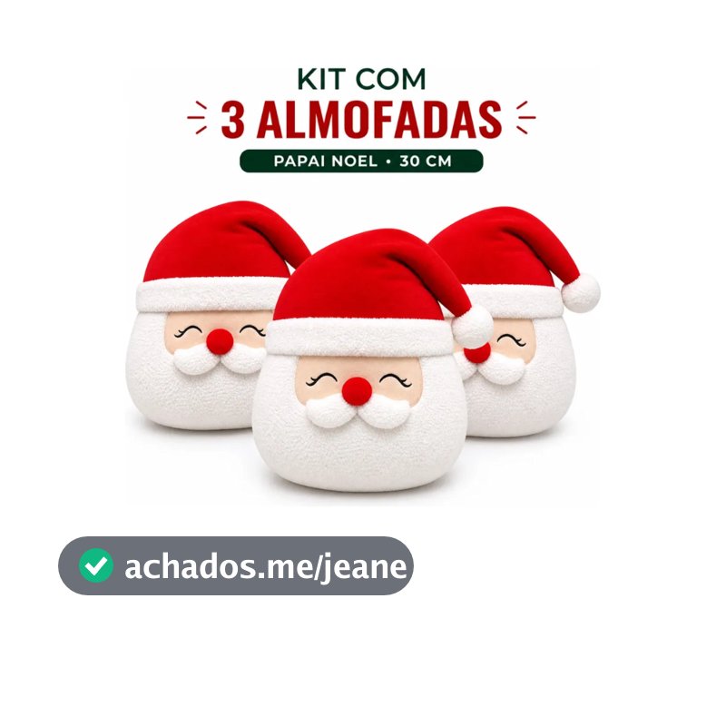 Kit De Natal 3 Almofadas Papai Noel 30cm Decoração Natalina
