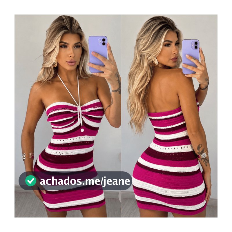 Vestido Curto Feminino Tubinho Tricot Modal Listras Trico Verão Moda Feminina