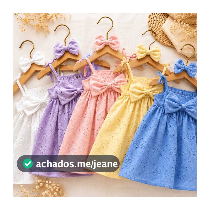 Vestido Menina Bebe Algodão Conforto Verão Branco Rosa Lilás Amarelo  Festas Vestido Infantil Casual Vestido De Alcinhas