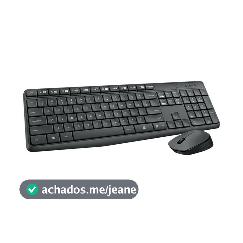 Kit Teclado e Mouse Sem Fio Logitech MK235 Wireless USB Original Preto