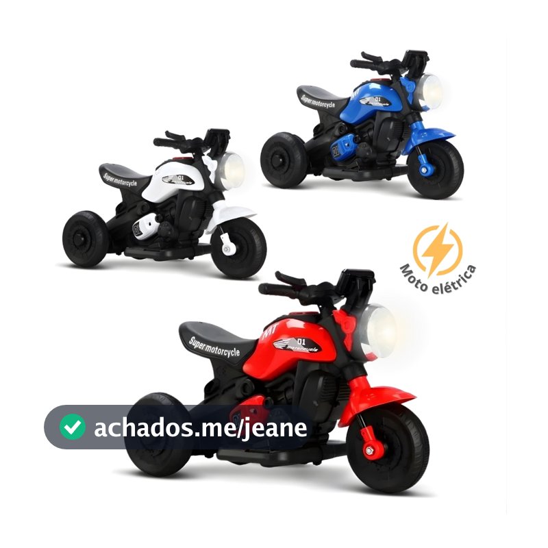 Moto Elétrica Infantil Motinha com Luz e Som Triciclo Bateria 6v Recarregável Mini Moto para Criança