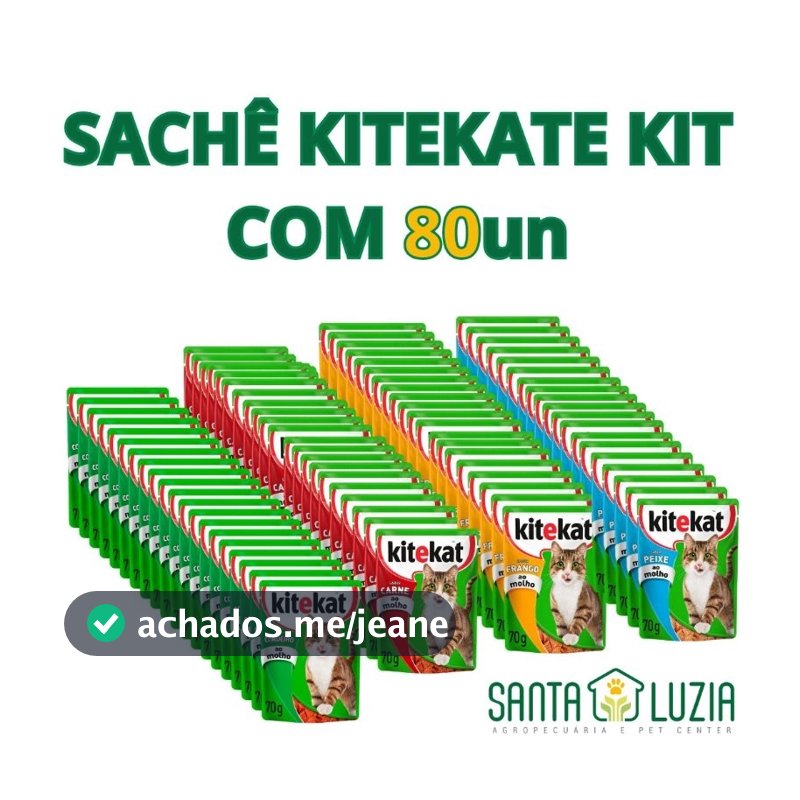 KITEKAT SACHE PARA GATOS KIT COM 80 UNIDADES