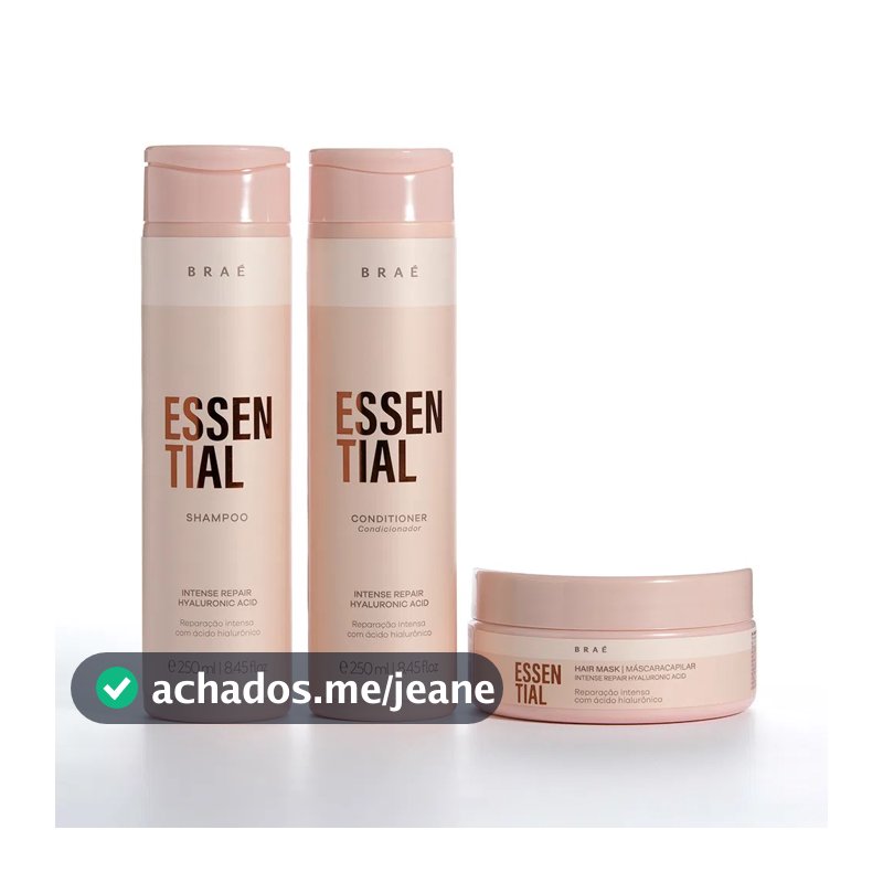 Kit Braé Essential Trio Shampoo e Condicionador 2x250ml + Máscara 200g