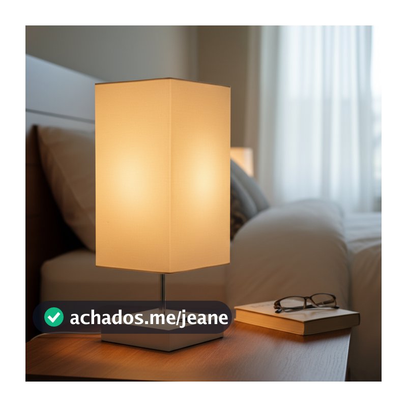 luminaria de Mesa abajur Quadrado MDF Com Interruptor com cúpula tecido algodão sala quarto canto sala cabeceira de cama