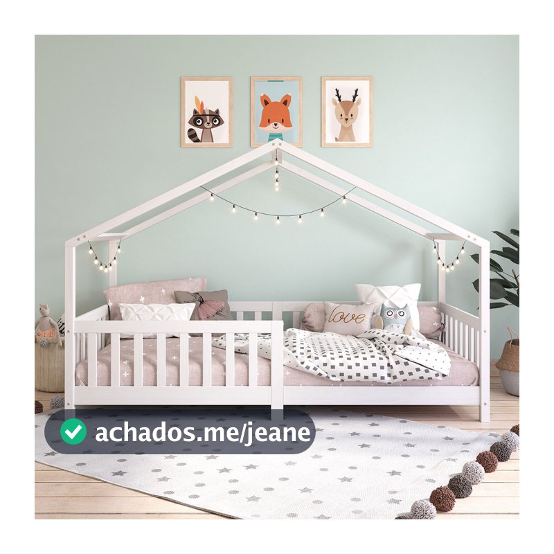 Cama Montessoriana Madeira Maciça Casa com Estrado Lisan