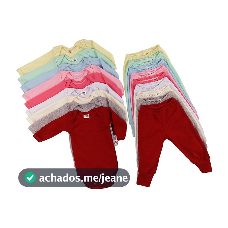 Kit roupas de bebê 12 Pçs Body Manga longa E Mijão Canelados Enxoval