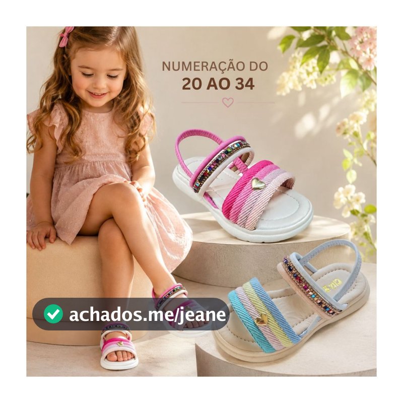Sandália Infantil Menina Feminina Flat Pink Brilho  Colorido Dia das Crianças Confortável Promoção