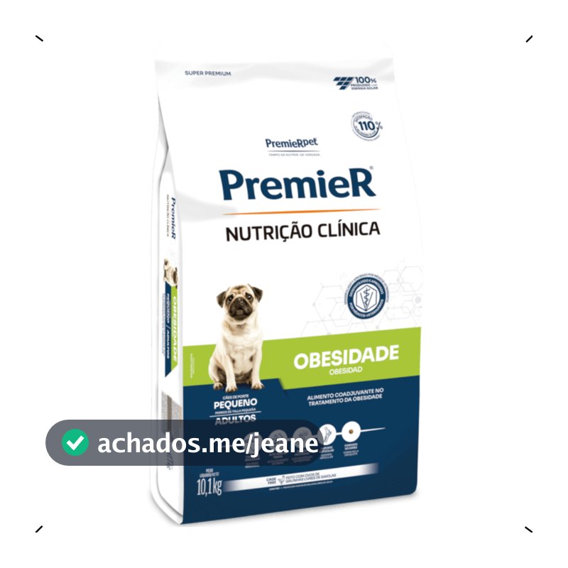 RAÇÃO PREMIER NUTRIÇÃO CLINICA OBESIDADE RAÇA PEQUENA 10KG