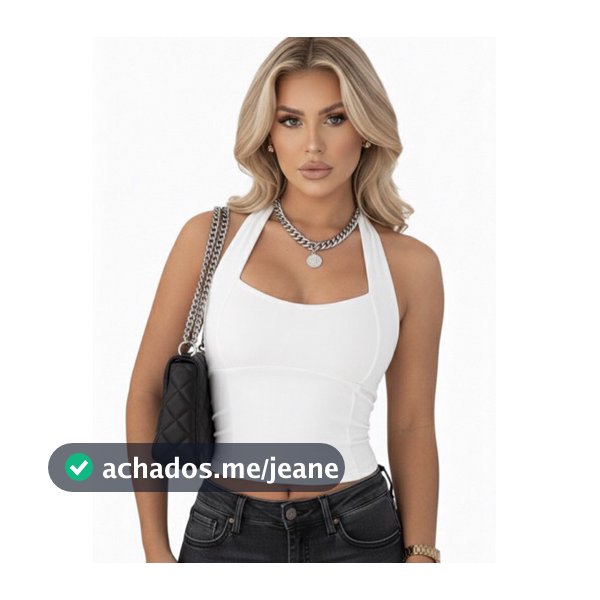 Blusa Feminina Top Halter Cropped Ajustado Decote Frente Unica Costa Nua Casual Moda Gringa Verão 2026