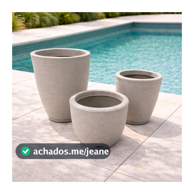 Kit 3 vasos Para Plantas Decorativo em Polietileno Cone Bojo Grafiato N1 N2 N3